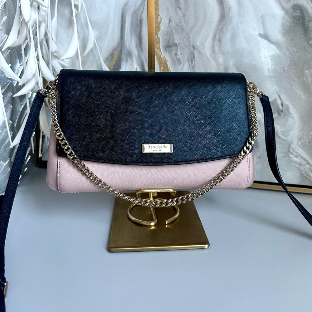 Like New Kate Spade Laurel Way Greer Crossbody Colorblock Black and Blush Pink